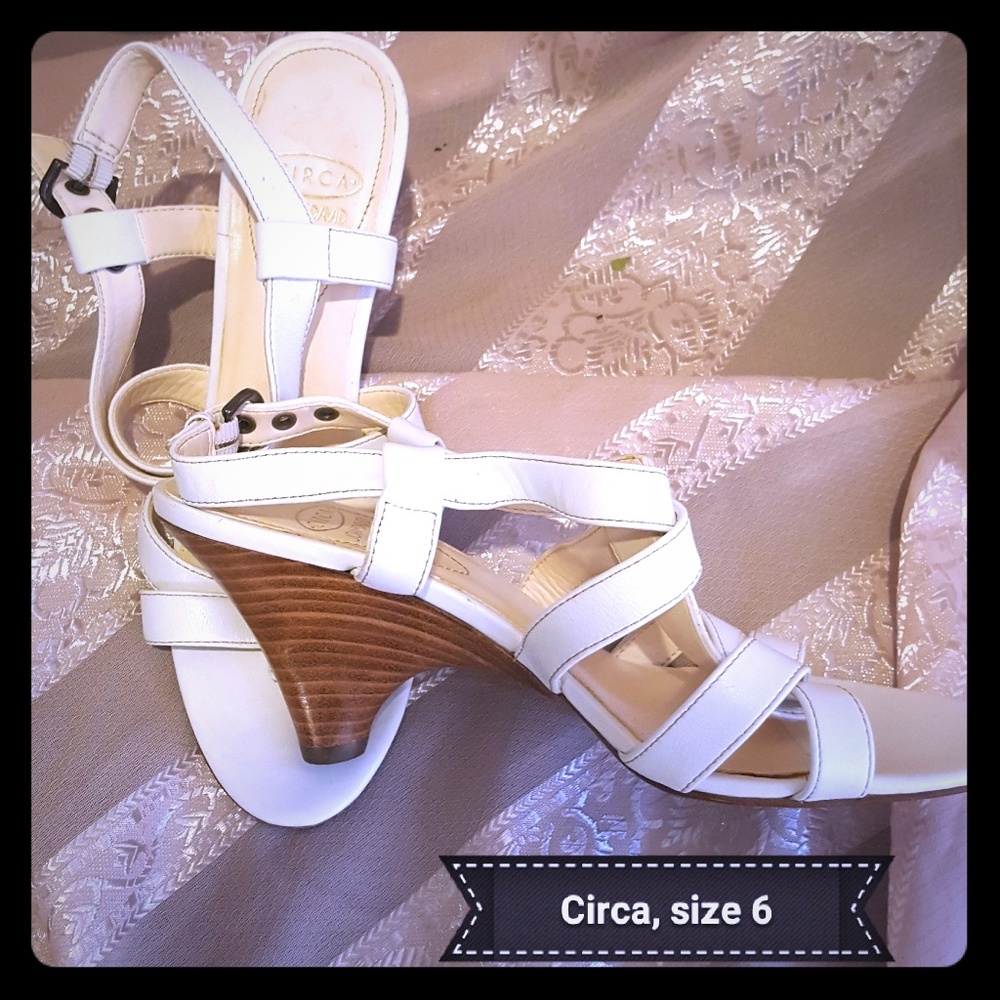 CIRCA size 6 white wedge sandals All Leather